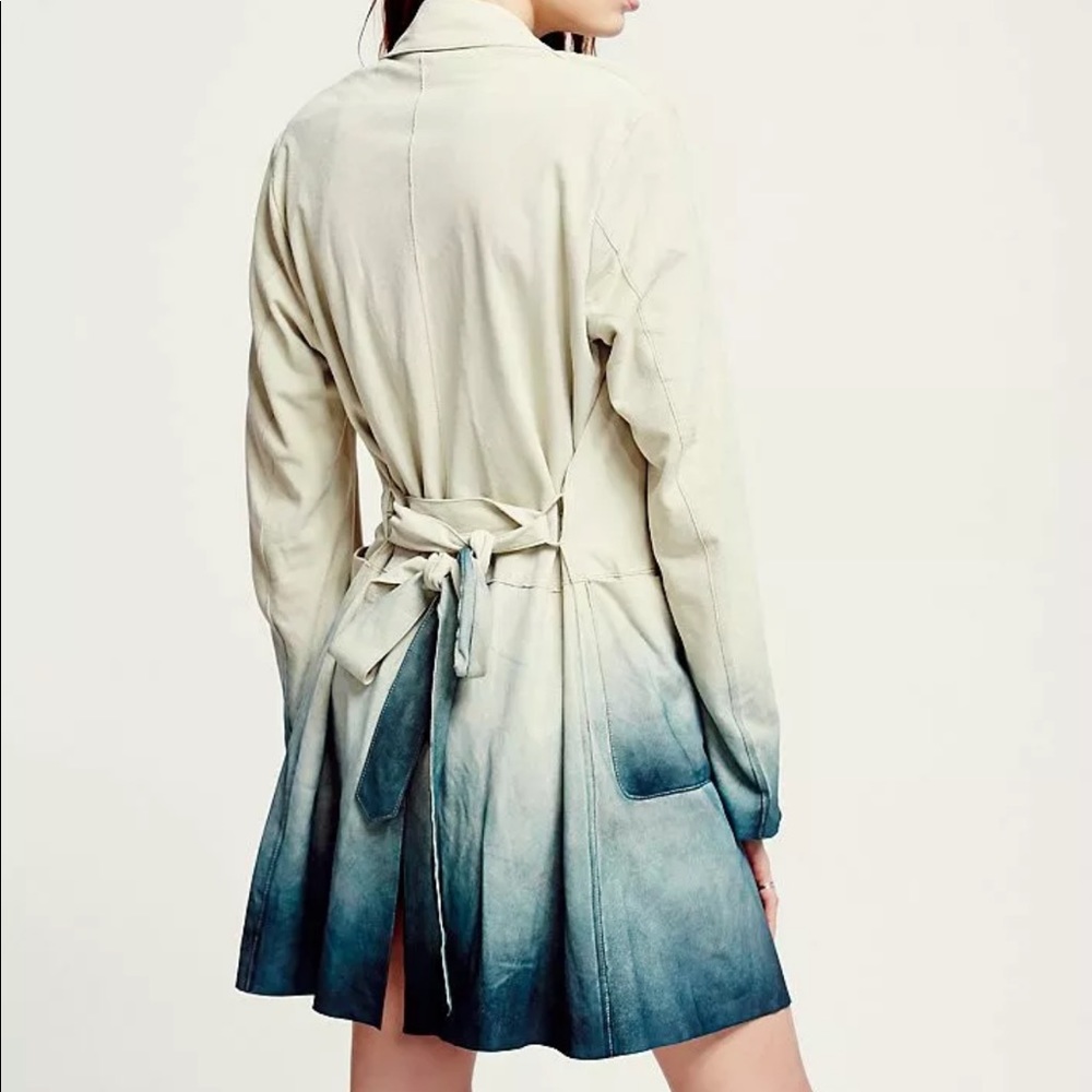 Free People Dip Dye Paint Suede Trench size small - Picture 2 of 12